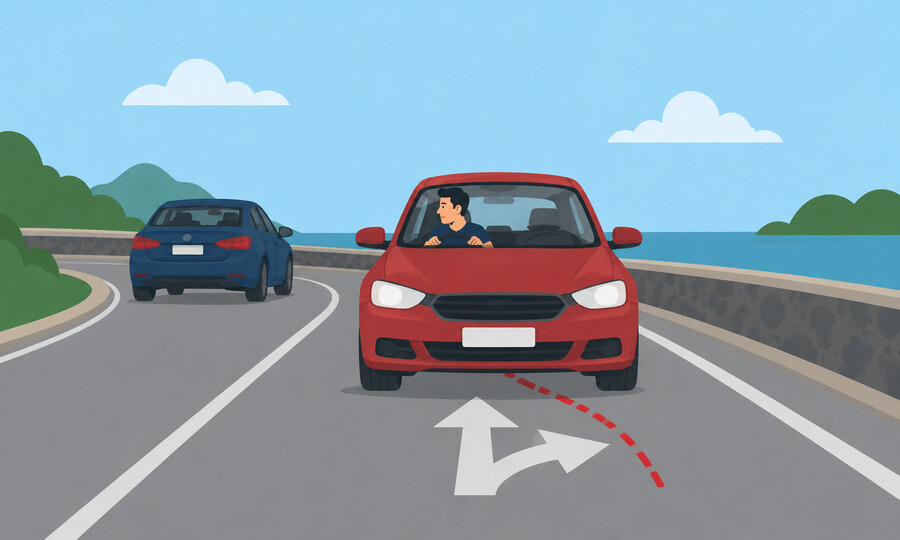 Penalty point offence 18: Failing to follow a lane-selection arrow